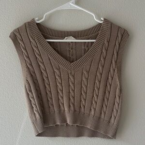 Altar'd State Brown Cable Knit Crop Top